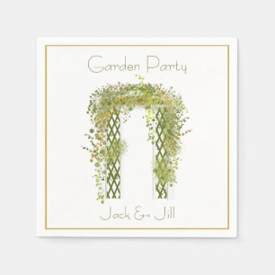 Serviette En Papier Trellis orné avec feuillage vert et or