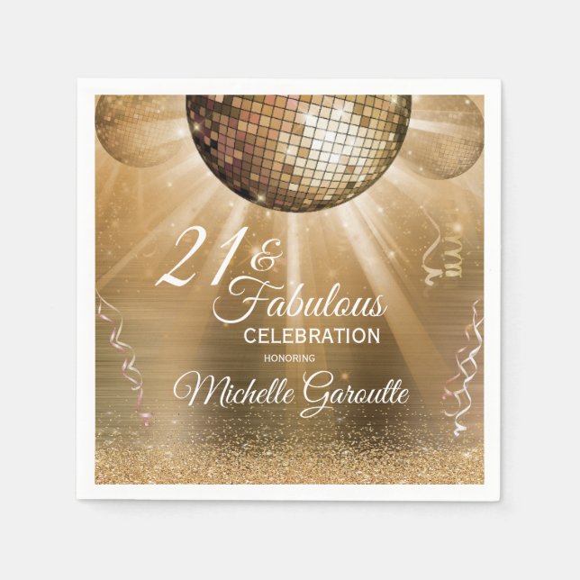 Serviette En Papier Trendy 21 & Fabulous Gold (Devant)