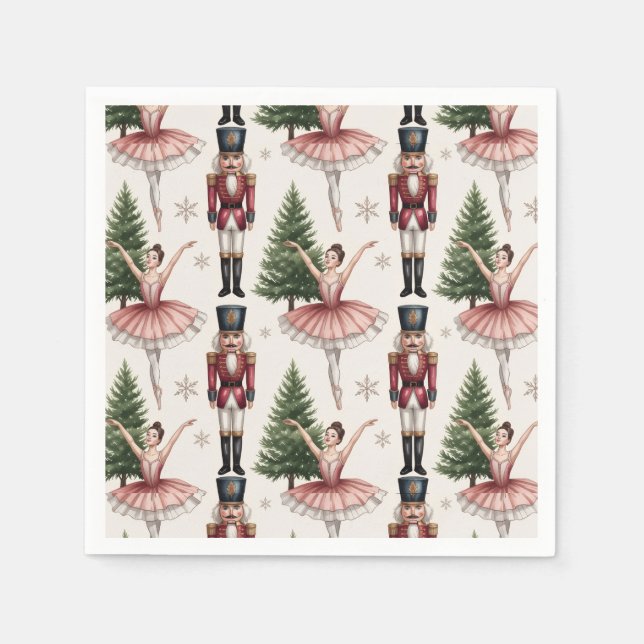 Serviette En Papier Trendy Nutcracker and Ballerina ballet dancer (Devant)