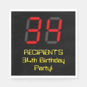 Serviette En Papier trente-quatrième Anniversaire : Style rouge "34"
