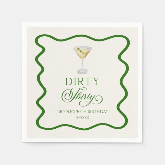 Serviette En Papier Trente sale Martini fête d'anniversaire (Devant)
