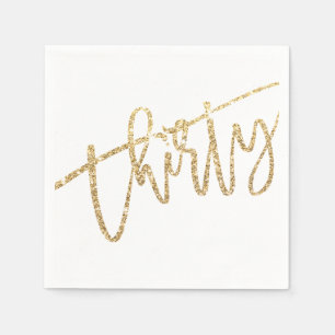 Serviette En Papier TRENTE script moderne glam or parties scintillant