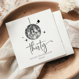 Serviette En Papier Trente Silver Disco Ball 30e fête d'anniversaire