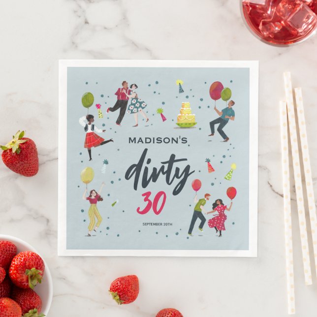 Serviette En Papier Trente-trente 30e anniversaire Invitation de fête (En situation)