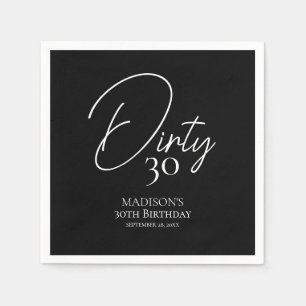 Serviette En Papier Trente-trente-troisième anniversaire noir et blanc
