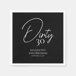Serviette En Papier Trente-trente-troisième anniversaire noir et blanc