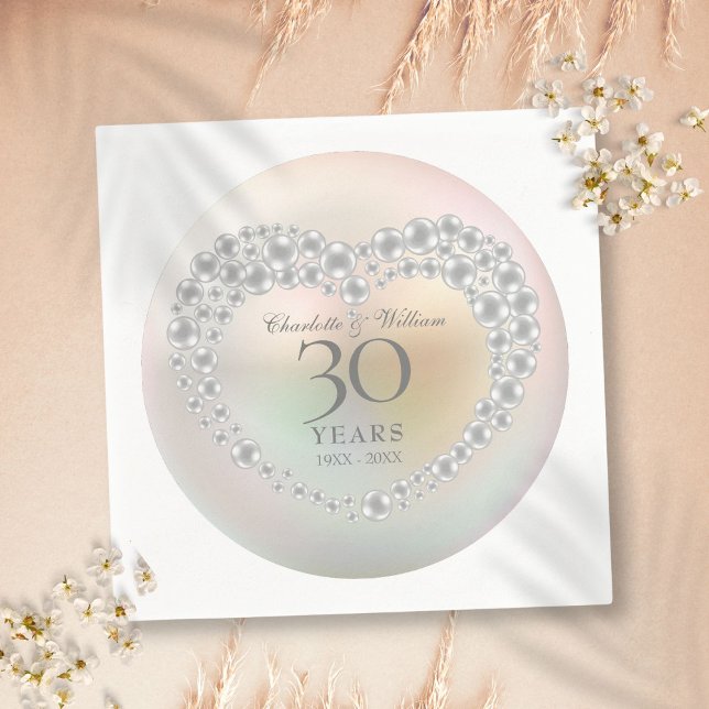 Serviette En Papier Trentième anniversaire de mariage Belle Perle (Beautiful Pearl 30th Wedding Anniversary Napkins)