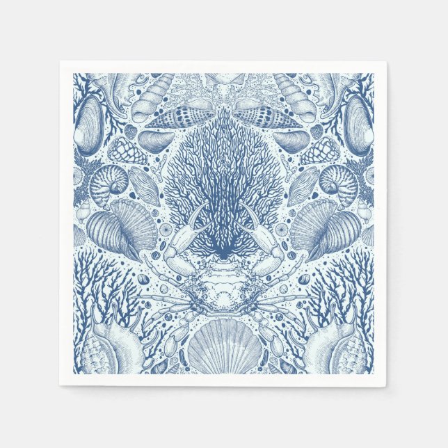 Serviette En Papier Trésors de plage en bleu (Devant)