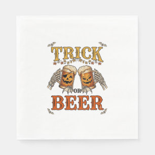 Serviette En Papier Trick Or Beer Mug Halloween Citrouille Squelette M