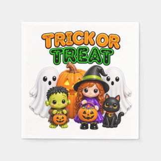 Serviette En Papier Trick or Treat - Jolis amis d'Halloween