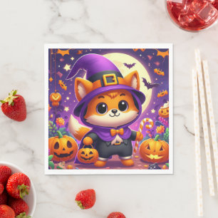 Serviette En Papier Trick ou Treat Fox