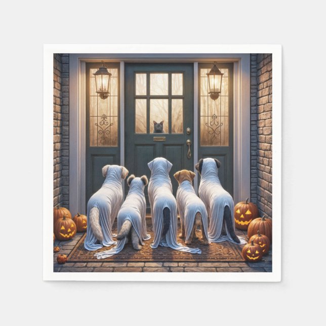 Serviette En Papier Trick ou Treat Ghost Dogs (Devant)
