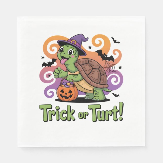 Serviette En Papier Trick ou Turt Funny Turtle Halloween (Devant)