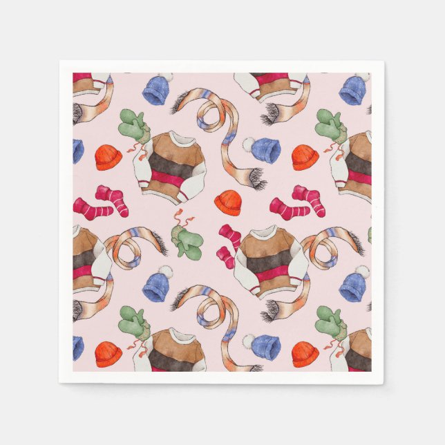 Serviette En Papier Tricot Joy (Rose Platine) - Serviettes (Devant)