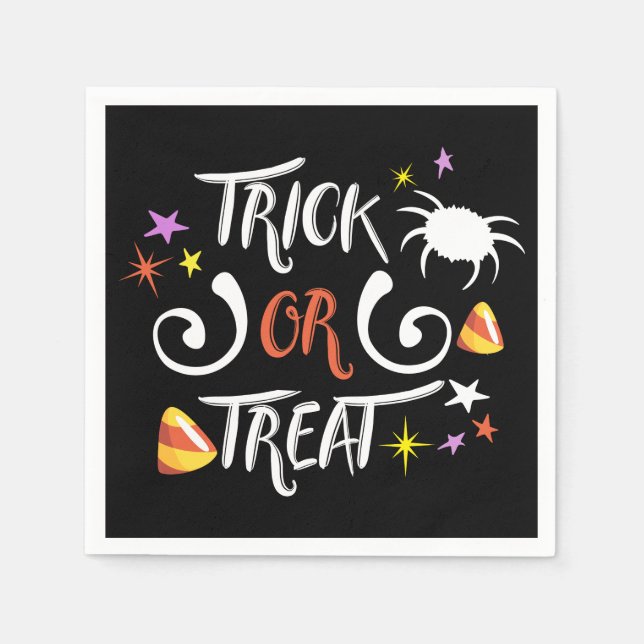 Serviette En Papier tricoter ou traiter l'halloween (Devant)