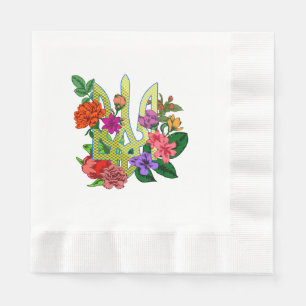 Serviette En Papier trident tryzub de l'héraldique ukrainienne fleurs 