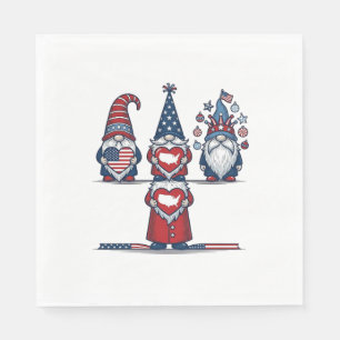 Serviette En Papier Trio de gnomes patriotiques dessin vectoriel vinta