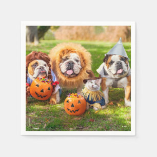 Serviette En Papier Trois Bulldogs en costumes