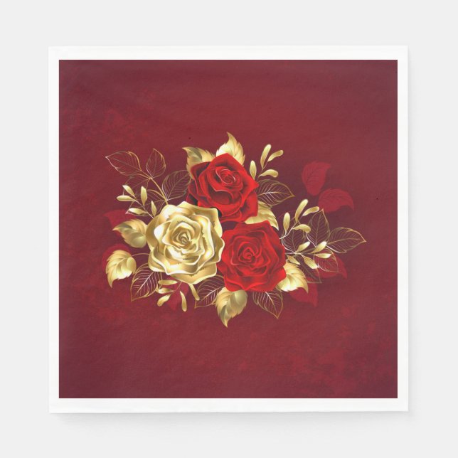 Serviette En Papier Trois Roses de bijoux (Devant)