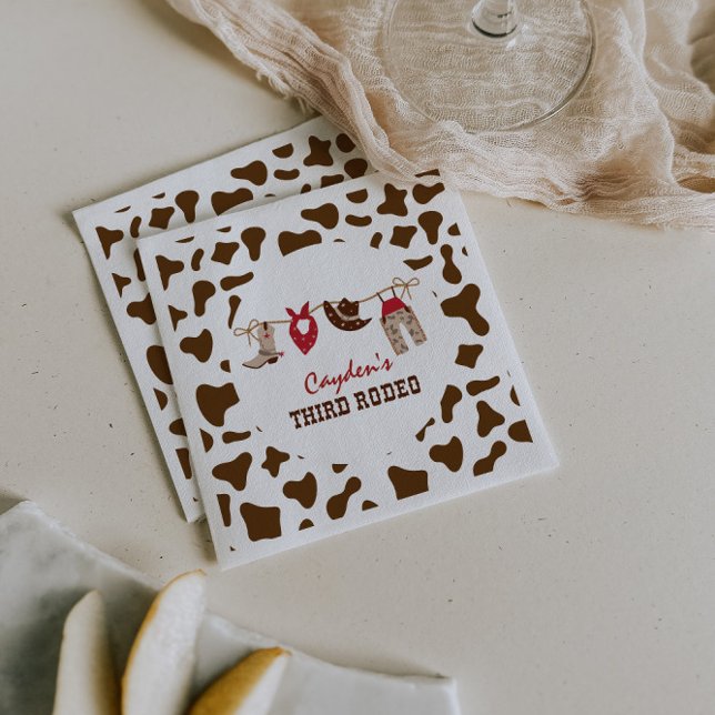Serviette En Papier Troisième Rodéo Cow-boy occidental 3e Anniversaire (Créateur téléchargé)