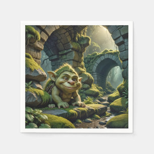 Serviette En Papier Troll vert sous un pont de pierre