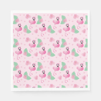 Serviette En Papier Tropical Flamant rose Oiseau Fleur Motif Tropical 