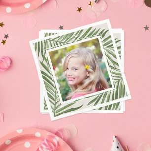 Serviette En Papier Tropical Green Palm Feuilles Photo d'été