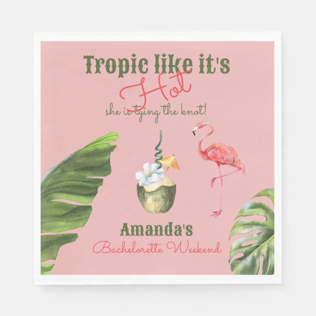 Serviette En Papier Tropical Hot Pink Palm Springs Bachelorette Party (Devant)
