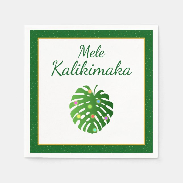 Serviette En Papier Tropical Leaf Hawaiian Christmas Lights Chic Party (Devant)