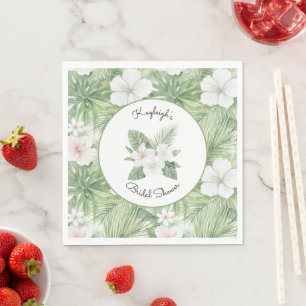 Serviette En Papier Tropical Leaves Hibiscus Floral Mariage