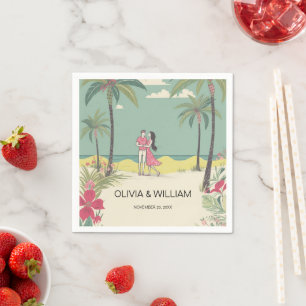 Serviette En Papier Tropical Love Story Mariage d'été