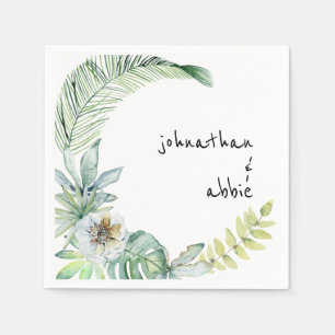 Serviette En Papier Tropical Modern Font Couple Names Cocktail