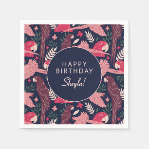 Serviette En Papier Tropical Parrot Joyeux Anniversaire Fête Personnal