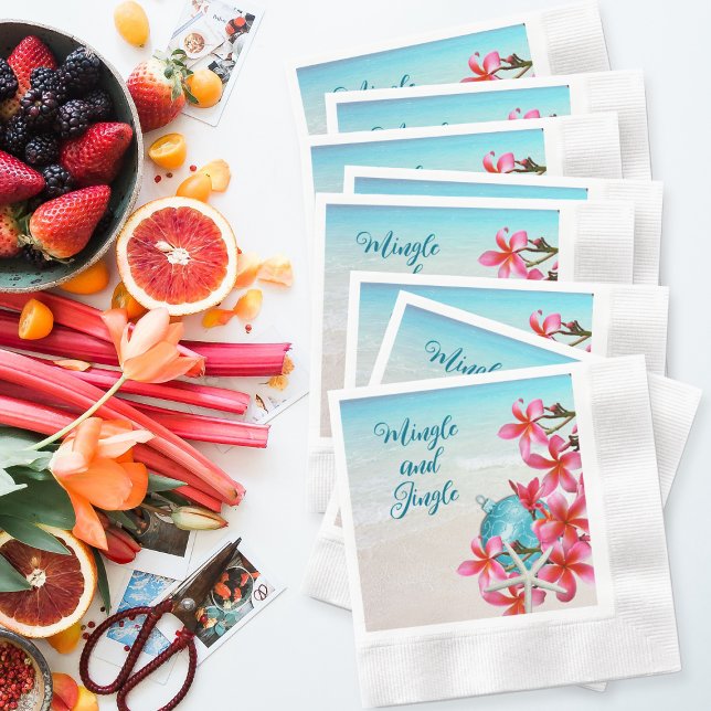 Serviette En Papier Tropical Plumeria Beach Invitations de Fêtes (Créateur téléchargé)