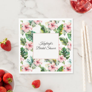 Serviette En Papier Tropical Rose Hibiscus Floral Mariage  