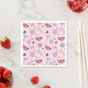 Serviette En Papier Tropical rose Memphis Style Motif