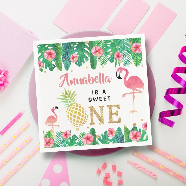 Serviette En Papier Tropical Summer Beach Luau Girls 1er anniversaire (Créateur téléchargé)