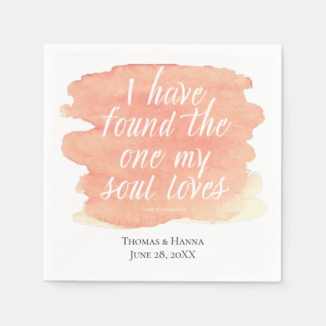 Serviette En Papier Trouvé Celui que mon âme aime Bible Verse Mariage (Devant)