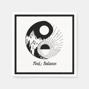Serviette En Papier Trouver l'équilibre Zen Yin Yang Noir Blanc