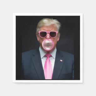 Serviette En Papier Trump Pink Bubble Gum Président 47 USA