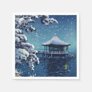 Serviette En Papier Tsuchiya Koitsu - Neige sur l'Ukimido à Katada