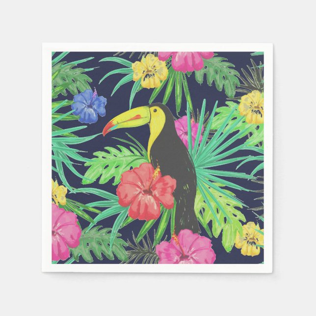 Serviette En Papier Tucan tropical et forêt tropicale Feuille (Devant)
