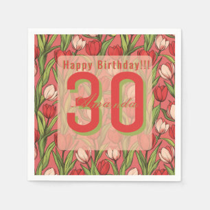 Serviette En Papier Tulipe Florale Minimaliste Anniversaire De Mariée