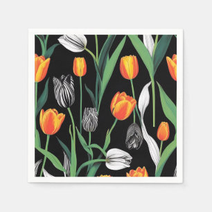 Serviette En Papier Tulipes artistiques graphiques en gras