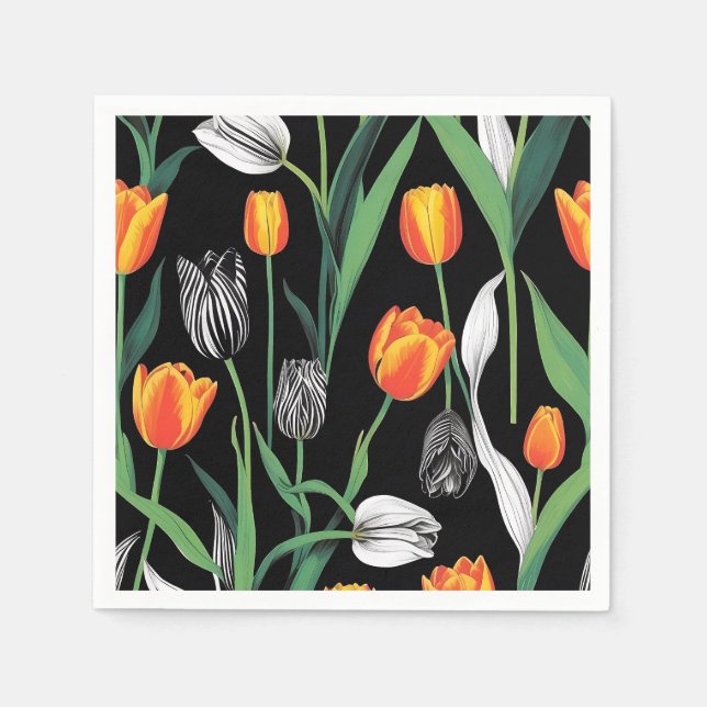 Serviette En Papier Tulipes artistiques graphiques en gras (Devant)
