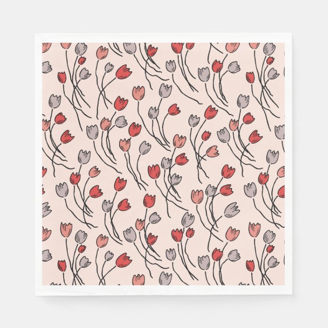 Serviette En Papier Tulipes blanches rose (Devant)