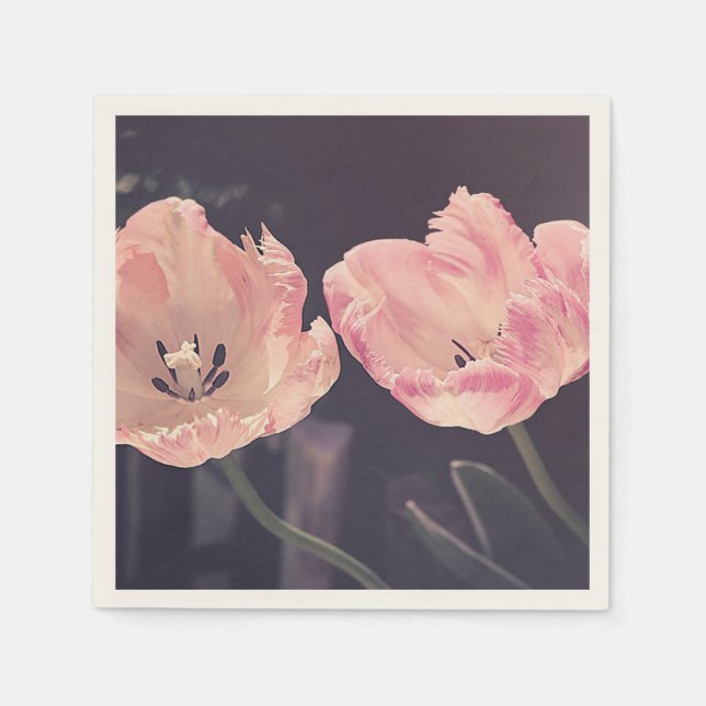 Serviette En Papier Tulipes en fleurs mignonnes -Personnalisées (Devant)
