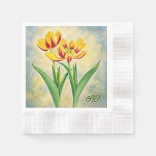Serviette En Papier Tulipes jaunes et rouges inventées