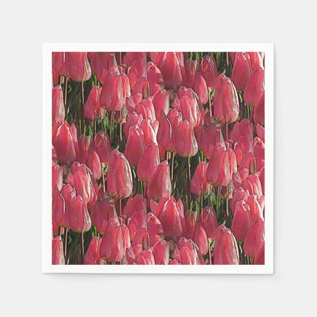 Serviette En Papier Tulipes roses florales (Devant)