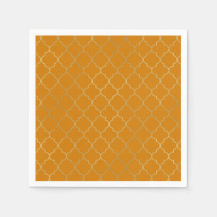 Serviette En Papier Turmeric Jaune & Or Motif Quatrefeuille Fête